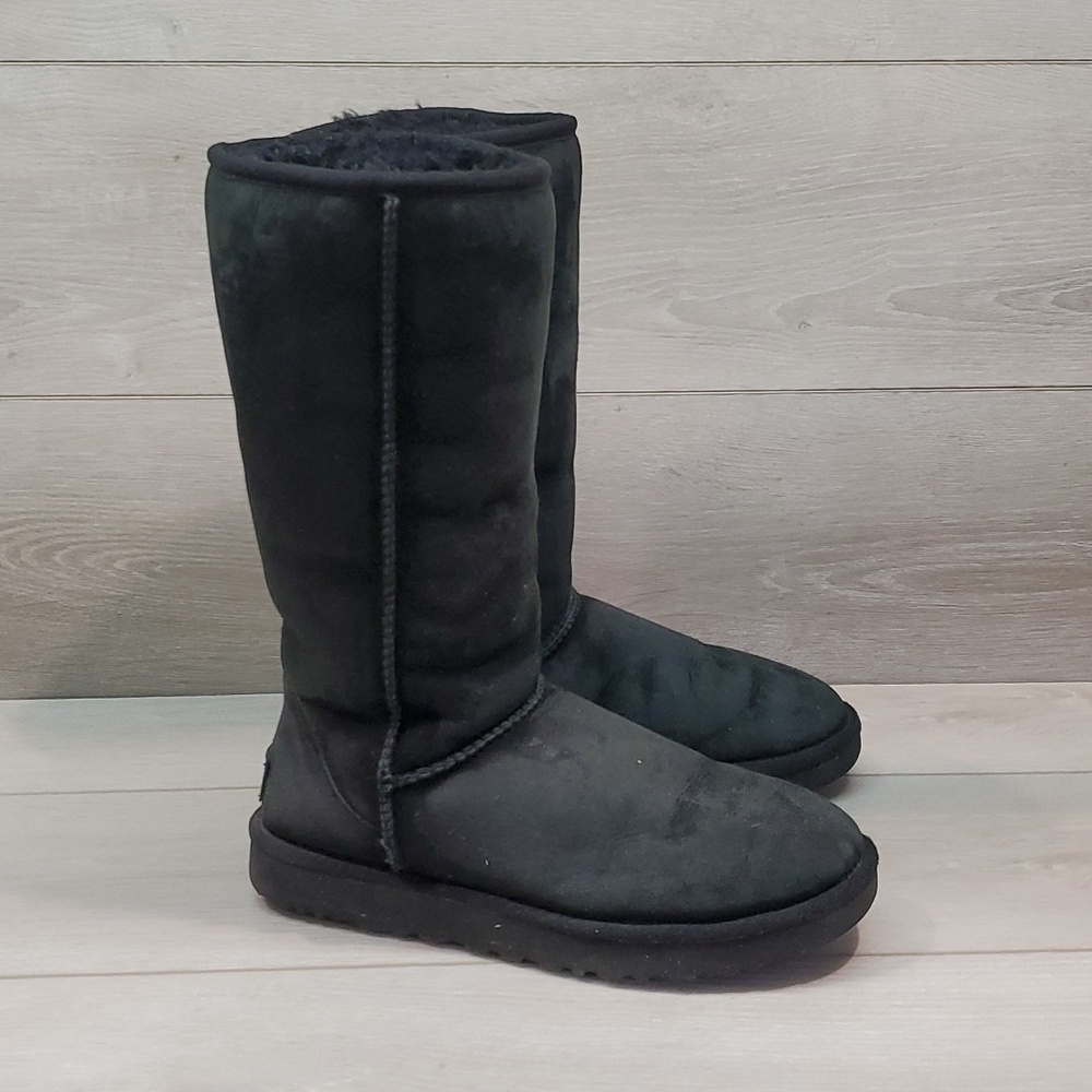 Ugg Australia Women Tall Leather Sheepskin Boots shoes sz 8